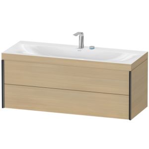 XViu Duravit vasque XV4617EB271C 120x48cm, 2 tiroirs, 2 trous pour robinetterie, noir mat, Cadres C, chêne méditerranéen