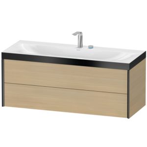 XViu Duravit vasque XV4617EB271P 120x48cm, 2 tiroirs, 2 trous pour robinetterie, noir mat, Cadres P, chêne méditerranéen
