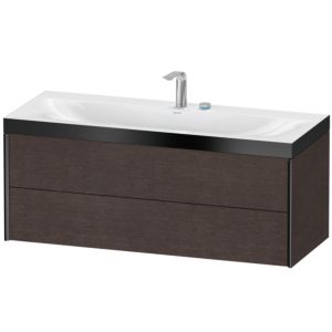 Duravit XViu vanity unit XV4617EB272P 120x48cm, 2 drawers, 2 tap holes, matt black, Rahmen P, brushed dark oak