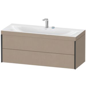 Duravit XViu Waschtisch-Unterschrank XV4617EB275C 120x48cm, 2 Schubkästen, 2 Hahnlöcher, schwarz matt, Rahmen C, leinen