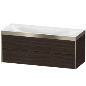 Duravit XViu vanity unit XV4617NB169P 120x48cm, 2 drawers, without tap hole, matt champagne, Rahmen P, brushed walnut