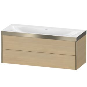 Duravit XViu vanity unit XV4617NB171P 120x48cm, 2 drawers, without tap hole, matt champagne, Rahmen P, Mediterranean oak