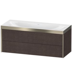 Duravit XViu vanity unit XV4617NB172P 120x48cm, 2 drawers, without tap hole, matt champagne, Rahmen P, brushed dark oak