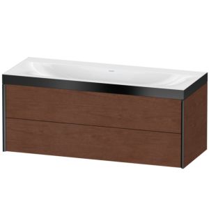 Duravit XViu vanity unit XV4617NB213P 120x48cm, 2 drawers, without tap hole, matt black, Rahmen P, American walnut