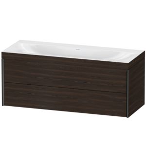 Duravit XViu vanity unit XV4617NB269C 120x48cm, 2 drawers, without tap hole, matt black, Rahmen C, brushed walnut