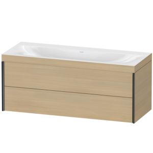 Duravit XViu vanity unit XV4617NB271C 120x48cm, 2 drawers, without tap hole, matt black, Rahmen C, Mediterranean oak