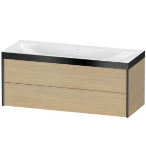Duravit XViu Waschtisch-Unterschrank XV4617NB271P 120x48cm, 2 Schubkästen, ohne Hahnloch, schwarz matt, Rahmen P, mediterrane eiche