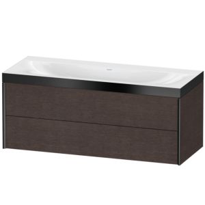 Duravit XViu vanity unit XV4617NB272P 120x48cm, 2 drawers, without tap hole, matt black, Rahmen P, brushed dark oak