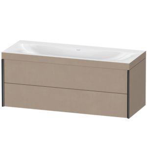 XViu Duravit vasque XV4617NB275C 120x48cm, 2 tiroirs, sans trou pour robinet, noir mat, Cadres C, lin