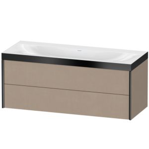 Duravit XViu vanity unit XV4617NB275P 120x48cm, 2 drawers, without tap hole, matt black, Rahmen P, linen