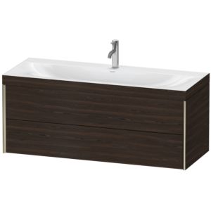 Duravit XViu vanity unit XV4617OB169C 120x48cm, 2 drawers, 2000 tap hole, matt champagne, Rahmen C, brushed walnut