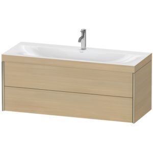 Duravit XViu vanity unit XV4617OB171C 120x48cm, 2 drawers, 2000 tap hole, matt champagne, Rahmen C, Mediterranean oak