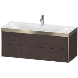 Duravit XViu Waschtisch-Unterschrank XV4617OB172P 120x48cm, 2 Schubkästen, 1 Hahnloch, champagner matt, Rahmen P, eiche dunkel gebürstet