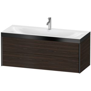 Duravit XViu vanity unit XV4617OB269P 120x48cm, 2 drawers, 2000 tap hole, matt black, Rahmen P, brushed walnut