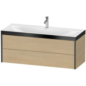 Duravit XViu vanity unit XV4617OB271P 120x48cm, 2 drawers, 2000 tap hole, matt black, Rahmen P, Mediterranean oak