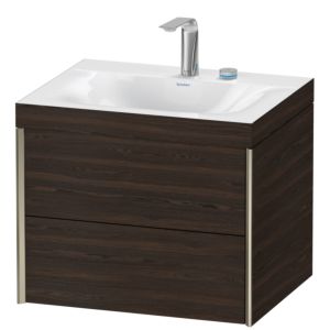 Duravit XViu vanity unit XV4614EB169C 60x48cm, 2 drawers, 2 tap holes, matt champagne, Rahmen C, brushed walnut