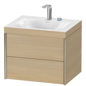 Duravit XViu vanity unit XV4614EB171C 60x48cm, 2 drawers, 2 tap holes, matt champagne, Rahmen C, Mediterranean oak