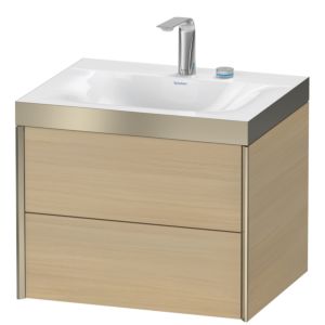 Duravit XViu Waschtisch-Unterschrank XV4614EB171P 60x48cm, 2 Schubkästen, 2 Hahnlöcher, champagner matt, Rahmen P, mediterrane eiche