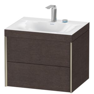 Duravit XViu vanity unit XV4614EB172C 60x48cm, 2 drawers, 2 tap holes, matt champagne, Rahmen C, brushed dark oak