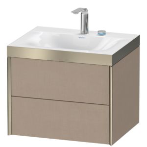 XViu Duravit vasque XV4614EB175P 60x48cm, 2 tiroirs, 2 trous pour robinetterie, champagne mat, Cadres P, lin