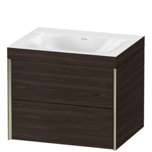 Duravit XViu vanity unit XV4614NB169C 60x48cm, 2 drawers, without tap hole, matt champagne, Rahmen C, brushed walnut