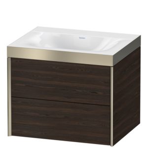 Duravit XViu Waschtisch-Unterschrank XV4614NB169P 60x48cm, 2 Schubkästen, ohne Hahnloch, champagner matt, Rahmen P, nussbaum gebürstet