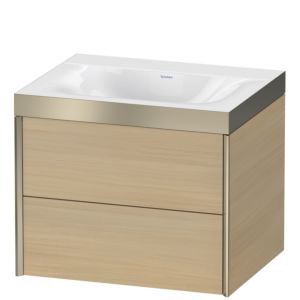 Duravit XViu vanity unit XV4614NB171P 60x48cm, 2 drawers, without tap hole, matt champagne, Rahmen P, Mediterranean oak