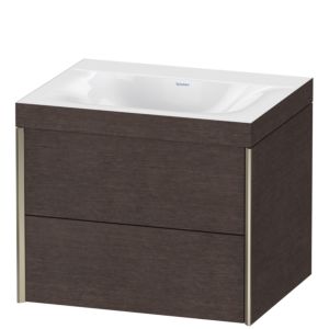 Duravit XViu vanity unit XV4614NB172C 60x48cm, 2 drawers, without tap hole, matt champagne, Rahmen C, brushed dark oak