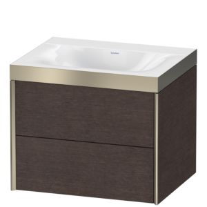 Duravit XViu vanity unit XV4614NB172P 60x48cm, 2 drawers, without tap hole, matt champagne, Rahmen P, brushed dark oak