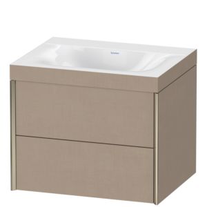 Duravit XViu vanity unit XV4614NB175C 60x48cm, 2 drawers, without tap hole, matt champagne, Rahmen C, linen