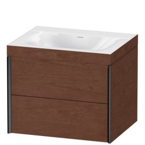 Duravit XViu vanity unit XV4614NB213C 60x48cm, 2 drawers, without tap hole, matt black, Rahmen C, American walnut