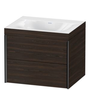 Duravit XViu vanity unit XV4614NB269C 60x48cm, 2 drawers, without tap hole, matt black, Rahmen C, brushed walnut