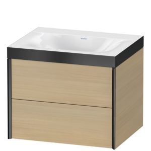 XViu Duravit vasque XV4614NB271P 60x48cm, 2 tiroirs, sans trou pour robinet, noir mat, Cadres P, chêne méditerranéen