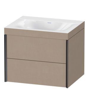 Duravit XViu vanity unit XV4614NB275C 60x48cm, 2 drawers, without tap hole, matt black, Rahmen C, linen