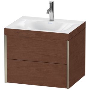 Duravit XViu vanity unit XV4614OB113C 60x48cm, 2 drawers, 2000 tap hole, matt champagne, Rahmen C, American walnut