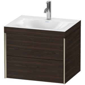 Duravit XViu vanity unit XV4614OB169C 60x48cm, 2 drawers, 2000 tap hole, matt champagne, Rahmen C, brushed walnut