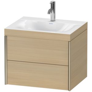 Duravit XViu vanity unit XV4614OB171C 60x48cm, 2 drawers, 2000 tap hole, matt champagne, Rahmen C, Mediterranean oak