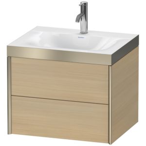 Duravit XViu Waschtisch-Unterschrank XV4614OB171P 60x48cm, 2 Schubkästen, 1 Hahnloch, champagner matt, Rahmen P, mediterrane eiche