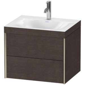 Duravit XViu vanity unit XV4614OB172C 60x48cm, 2 drawers, 2000 tap hole, matt champagne, Rahmen C, brushed dark oak