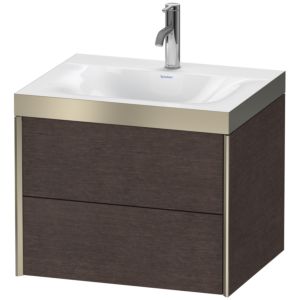 Duravit XViu Waschtisch-Unterschrank XV4614OB172P 60x48cm, 2 Schubkästen, 1 Hahnloch, champagner matt, Rahmen P, eiche dunkel gebürstet