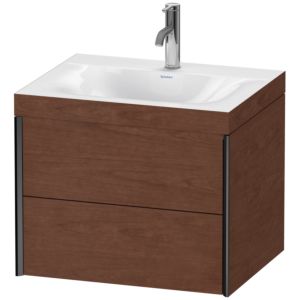 Duravit XViu vanity unit XV4614OB213C 60x48cm, 2 drawers, 2000 tap hole, matt black, Rahmen C, American walnut