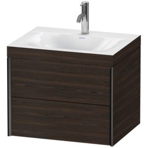 Duravit XViu vanity unit XV4614OB269C 60x48cm, 2 drawers, 2000 tap hole, matt black, Rahmen C, brushed walnut