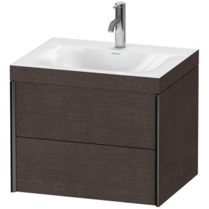 Duravit XViu vanity unit XV4614OB272C 60x48cm, 2 drawers, 2000 tap hole, matt black, Rahmen C, brushed dark oak