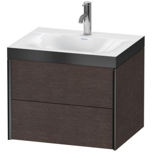 Duravit XViu Waschtisch-Unterschrank XV4614OB272P 60x48cm, 2 Schubkästen, 1 Hahnloch, schwarz matt, Rahmen P, eiche dunkel gebürstet