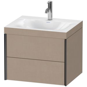 Duravit XViu vanity unit XV4614OB275C 60x48cm, 2 drawers, 2000 tap hole, matt black, Rahmen C, linen