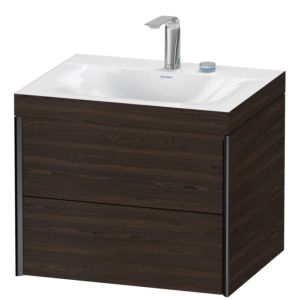 Duravit XViu vanity unit XV4614EB269C 60x48cm, 2 drawers, 2 tap holes, matt black, Rahmen C, brushed walnut