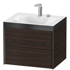 Duravit XViu vanity unit XV4614EB269P 60x48cm, 2 drawers, 2 tap holes, matt black, Rahmen P, brushed walnut