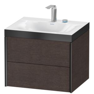 Duravit XViu vanity unit XV4614EB272P 60x48cm, 2 drawers, 2 tap holes, matt black, Rahmen P, brushed dark oak