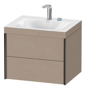 Duravit XViu vanity unit XV4614EB275C 60x48cm, 2 drawers, 2 tap holes, matt black, Rahmen C, linen