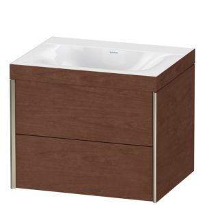Duravit XViu vanity unit XV4614NB113C 60x48cm, 2 drawers, without tap hole, matt champagne, Rahmen C, American walnut